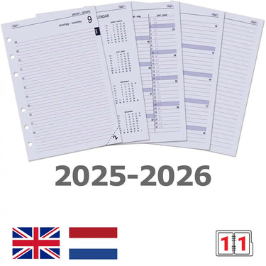 6201-25-26 210 x 144 mm A5 Planner Refills and 2025 2026 NL EN